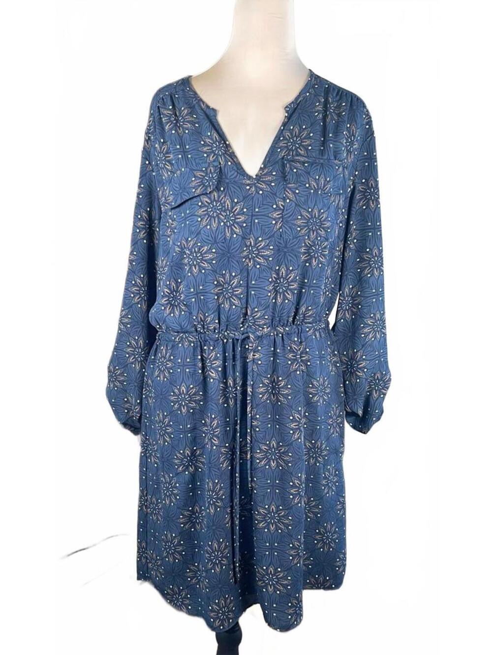Fleur Bleue Blue Floral Print Dress Size 8